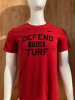 NIKE "DEFEND YOUR TURF" ATHLETIC CUT Graphic Print The Nike Tee Adult M Medium MD Red T-Shirt Tee Shirt