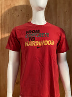 NIKE "FROM CONCRETE TO HARDWOOD" REGULAR FIT Graphic Print Adult L Large Lrg Red T-Shirt Tee Shirt