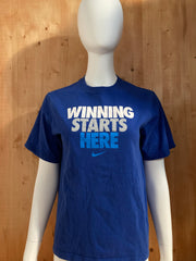 NIKE "WINNING STARTS HERE" Graphic Print Adult XL Extra Xtra Large Blue T-Shirt Tee Shirt