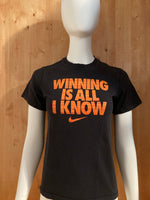 NIKE "WINNING IS ALL I KNOW" Graphic Print Kids Youth M Medium MD Black Unisex T-Shirt Tee Shirt