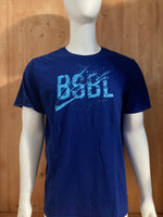 NIKE "BSBL" ATHLETIC CUT Graphic Print The Nike Tee Adult XL Extra Xtra Large Blue T-Shirt Tee Shirt