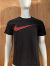 NIKE "SWOOSH" ATHLETIC CUT Graphic Print Adult L Large Lrg Black T-Shirt Tee Shirt