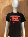 NIKE "WINNING IS ALL I KNOW" Graphic Print Kids Youth Unisex L Large Lrg Black T-Shirt Tee Shirt