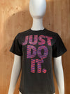 NIKE "JUST DO IT" Graphic Print Youth kids L Large Lrg Girl's Black T-Shirt Tee Shirt
