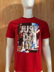 NIKE "JUST DO IT" REGULAR FIT Graphic Print Adult M Medium MD Red T-Shirt Tee Shirt