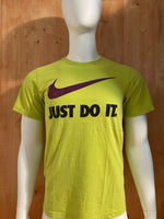 NIKE "JUST DO IT" REGULAR FIT Graphic Print Adult S Small SM Neon Green T-Shirt Tee Shirt