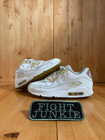 NIKE AIRMAX 90 PREMIUM Women Size 8.5 Leather Shoes Sneakers Triple White 443817-104