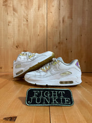 NIKE AIRMAX 90 PREMIUM Women Size 8.5 Leather Shoes Sneakers Triple White 443817-104
