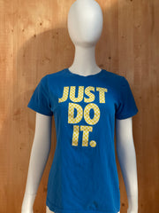 NIKE "JUST DO IT" SLIM FIT Graphic Print Adult L Large Lrg Blue T-Shirt Tee Shirt
