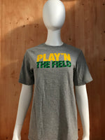 NIKE "PLAY'N THE FIELD" Graphic Print Youth Unisex XL Extra Large Xtra Large Gray T-Shirt Tee Shirt