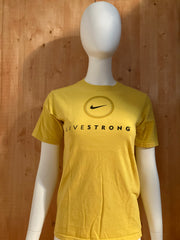 NIKE "LIVE STRONG" Graphic Print Kids Youth M Medium MD Yellow Unisex T-Shirt Tee Shirt