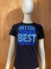NIKE "BETTER TODAY BEST TOMORROW" ATHLETIC CUT Graphic Print The Nike Tee Adult S SM Small Dark Blue T-Shirt Tee Shirt