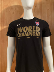 NIKE "US SOCCER WORLD CHAMPIONS" 1991 1999 2015 DRI FIT ATHLETIC CUT Graphic Print Adult T-Shirt Tee Shirt M MD Medium Black Shirt