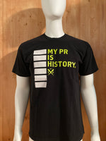 NIKE "MY PR IS HISTORY" TRACK & FIELD SLIM FIT MADE IN USA Graphic Print Adult T-Shirt Tee Shirt XL Xtra Extra Large Black  Shirt