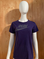 NIKE "RUN" SLIM FIT Graphic Print Adult T-Shirt Tee Shirt L Lrg Large Purple Shirt