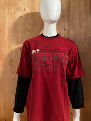 NIKE "ATHLETICS" Graphic Print Kids Youth Unisex T-Shirt Tee Shirt XL Xtra Extra Large Red Long Sleeve Shirt