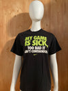 NIKE "MY GAME IS SICK" TOO BAD IT ISN'T CONTAGIOUS Graphic Print Kids Youth Unisex T-Shirt Tee Shirt XL Xtra Extra Large Black Shirt