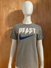 NIKE "BEAST" DRI FIT ATHLETIC CUT Graphic Print Kids Youth Unisex T-Shirt Tee Shirt XL Xtra Extra Large Gray Shirt