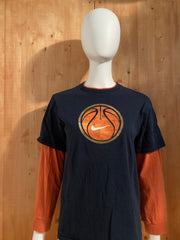 NIKE "BASKETBALL" Graphic Print Kids Youth Unisex T-Shirt Tee Shirt L Lrg Large Dark Blue Long Sleeve Shirt