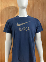 NIKE "BARCA" Futbol Club Barcelona Graphic Print Slim Fit Adult T-Shirt Tee Shirt XL Xtra Extra Large Dark Blue Shirt