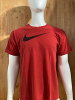 NIKE "SWOOSH" Graphic Print Adult T-Shirt Tee Shirt L Lrg Large Red Shirt