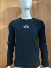 NIKE "AIR JORDAN" SIX RINGS TWO GOLDS FIVE MVPS TWO THREE Graphic Print Adult T-Shirt Tee Shirt L Lrg Large Black Long Sleeve Shirt