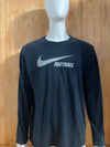 NIKE "FOOTBALL" STANDARD FIT Graphic Print Adult T-Shirt Tee Shirt 2XL XXL Black Long Sleeve Shirt