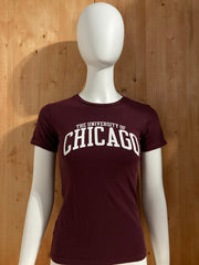 REDSHIRT "THE UNIVERSITY OF CHICAGO" Graphic Print Adult T-Shirt Tee Shirt S SM Small Burgundy Shirt