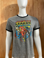 DC "JUSTICE LEAGUE AMERICA" Graphic Print Adult T-Shirt Tee Shirt M MD Medium Gray Shirt