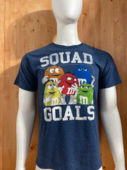 M&M "SQUAD GOALS" Graphic Print Adult T-Shirt Tee Shirt M MD Medium Blue Shirt