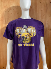 JERZEES LSU TIGERS BCS CHAMPS Graphic Print Adult T-Shirt Tee Shirt 3XL Purple Shirt