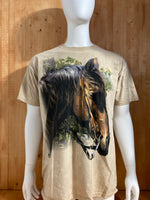 THE MOUNTAIN Graphic Print Adult Mens Men T-Shirt Tee Shirt XL Extra Xtra Large Tan Shirt