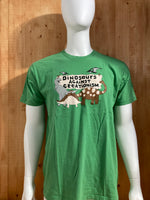 AMERICAN APPAREL "DINOSAUERS AGAINST CREATIONISM" Graphic Print Adult Mens Men T-Shirt Tee Shirt XL Extra Xtra Large Green Shirt