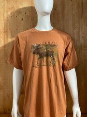 SUTTONS "DENALI NATIONAL PARK" VTG VINTAGE 1990's 90's Graphic Print Adult Mens Men T-Shirt Tee Shirt XL Extra Xtra Large Burnt Orange Shirt