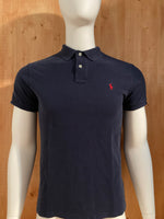 POLO RALPH LAUREN CUSTOM FIT VINTAGE VTG 80s Adult T-Shirt Tee Shirt M Medium MD Dark Blue Polo Shirt