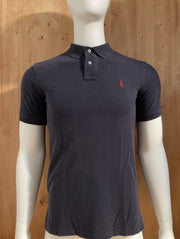 POLO RALPH LAUREN CUSTOM FIT LONG VINTAGE VTG 80s Adult T-Shirt Tee Shirt S SMALL SM Dark Blue Polo Shirt