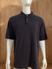 POLO RALPH LAUREN VINTAGE VTG 80s Adult T-Shirt Tee Shirt Large & Tall LT Big & Tall Dark Blue Polo Shirt