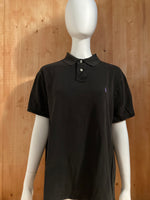 POLO RALPH LAUREN CUSTOM FIT VINTAGE VTG 80s Adult T-Shirt Tee Shirt XL Extra Large Xtra Lrg Black Polo Shirt