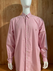 RALPH LAUREN Adult T-Shirt Tee Shirt 38/39 Tall Striped Stripe Button Down Long Sleeve Shirt
