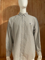 RALPH LAUREN CLASSIC FIT Adult T-Shirt Tee Shirt 36/37 Check Checker Checkered Button Down Long Sleeve Shirt