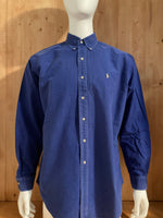 RALPH LAUREN CLASSIC FIT Adult T-Shirt Tee Shirt L Large Blue Button Down Long Sleeve Shirt