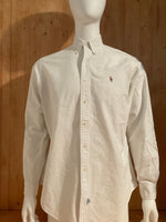 RALPH LAUREN Adult T-Shirt Tee Shirt L Large White Button Down Long Sleeve Shirt
