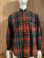 RALPH LAUREN COOKIE CREST LOGO VINTAGE VTG 90s Adult T-Shirt Tee Shirt L Large Plaid Long Sleeve Shirt