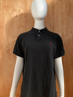 POLO RALPH LAUREN CUSTOM FIT VINTAGE VTG 80s Adult T-Shirt Tee Shirt L Lrg Large Black Polo Shirt