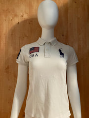 RALPH LAUREN "USA FLAG #3" THE SKINNY POLO Adult T-Shirt Tee Shirt M Medium MD White Polo Shirt