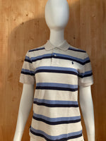 POLO RALPH LAUREN BLUE LABEL Youth Unisex T-Shirt Tee Shirt L Lrg Large Striped Polo Shirt