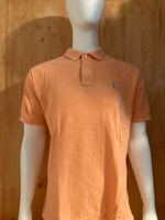 POLO RALPH LAUREN VINTAGE VTG 80s SMALL PONY Adult T-Shirt Tee Shirt L Lrg Large Peach Polo