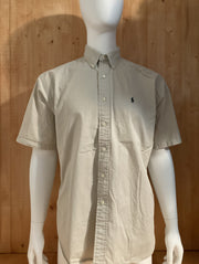 RALPH LAUREN BLAKE COLLECTION Adult T-Shirt Tee Shirt L Lrg Large Beige Short Sleeve Shirt