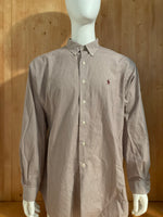 RALPH LAUREN MCMEEL SMALL PONY Adult T-Shirt Tee Shirt XXL 2XL Maroon Pinstripe Long Sleeve Button Down Shirt
