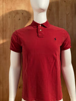POLO RALPH LAUREN CUSTOM FIT VINTAGE VTG 80s SMALL PONY Adult T-Shirt Tee Shirt L Lrg Large Red Polo